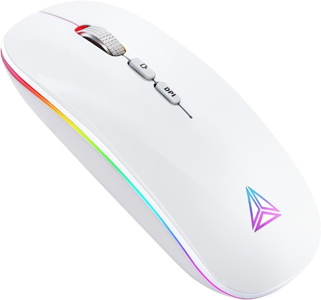 Uineer Bluetooth Mouse, Rechargeable Bluetooth (BT 5.1+2.4G) Wireless Mouse, Silent Computer Mice for Laptop Desktop, MacBook, Windows, Mac OS(Gold)