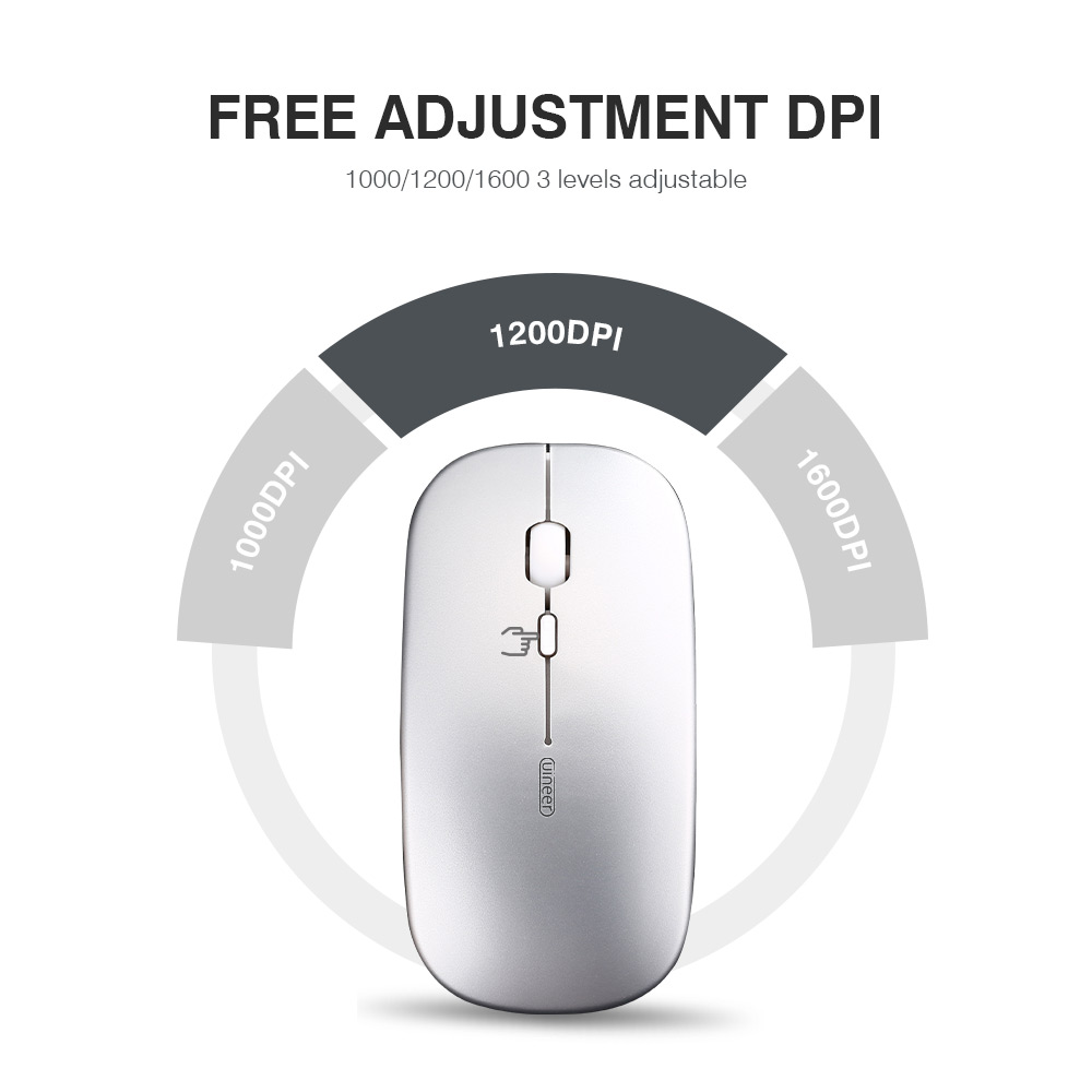 Wireless Bluetooth Mouse,Rechargeable Mouse(BT5.2 & 3.0) with Silent Click, 3-Level DPI Portable Mouse for Laptop, Computer(Black)