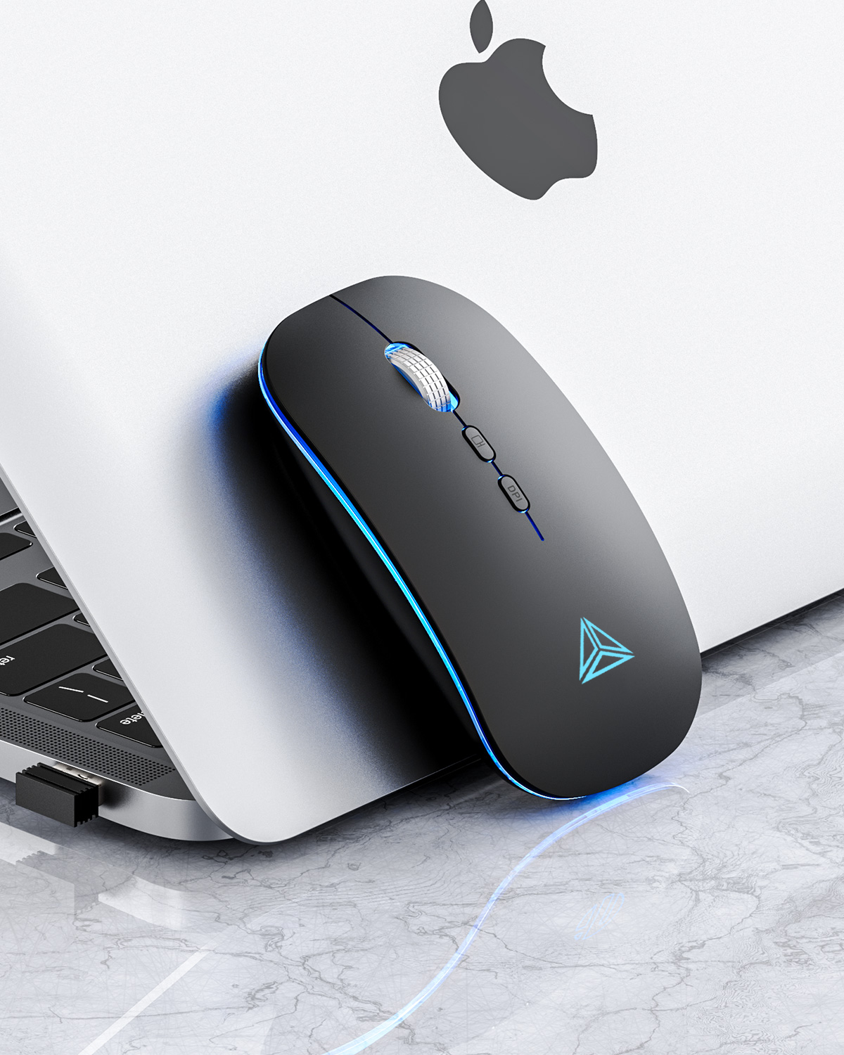Uineer Bluetooth Mouse, Rechargeable Bluetooth (BT 5.1+2.4G) Wireless Mouse, Silent Computer Mice for Laptop Desktop, MacBook, Windows, Mac OS(Black)