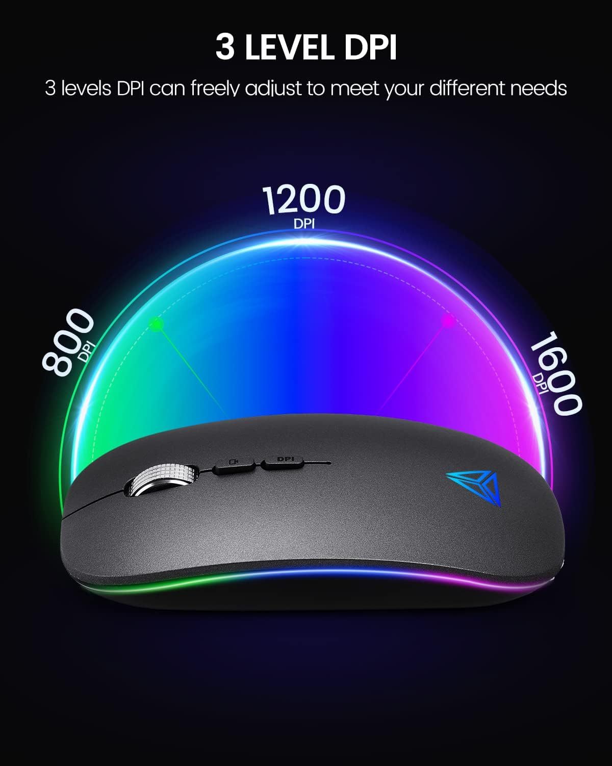 Uineer Bluetooth Mouse, Rechargeable Bluetooth (BT 5.1+2.4G) Wireless Mouse, Silent Computer Mice for Laptop Desktop, MacBook, Windows, Mac OS(Gold)