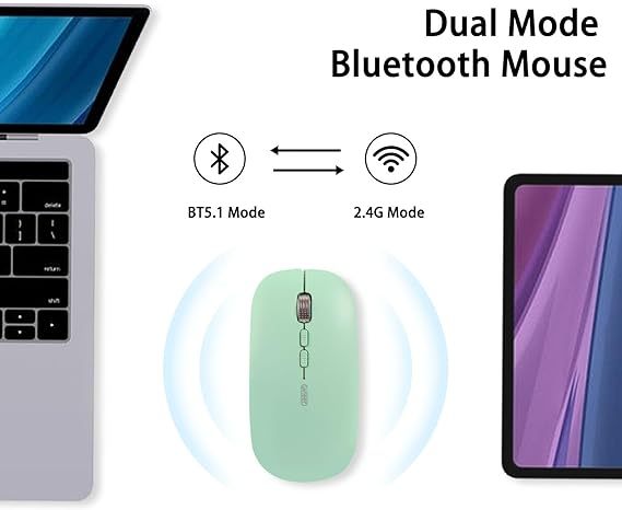Uineer Bluetooth Mouse, Rechargeable Bluetooth (BT 5.1+2.4G) Wireless Mouse, Silent Computer Mice for Laptop Desktop, MacBook, Windows, Mac OS(Pink)