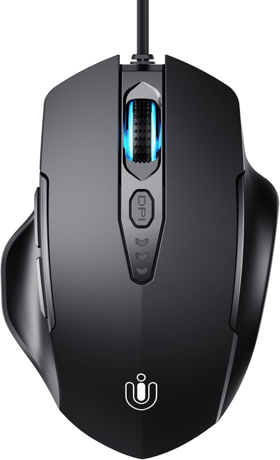 Uineer Wired Mouse, USB Wired Mouse with 6 Buttons Ergonomic Design,1.5M USB Cable Computer Mouse Gaming Mice 7200DPI Optical Mouse for PC Laptop, Matte Black