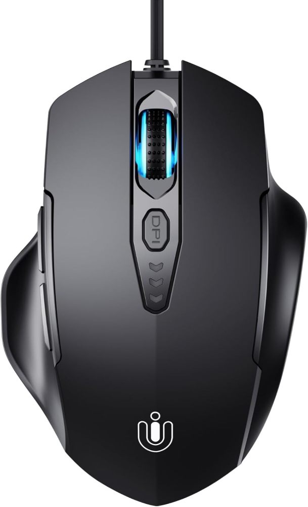 Uineer Wired Mouse, USB Wired Mouse with 6 Buttons Ergonomic Design,1.5M USB Cable Computer Mouse Gaming Mice 7200DPI Optical Mouse for PC Laptop, Matte Black