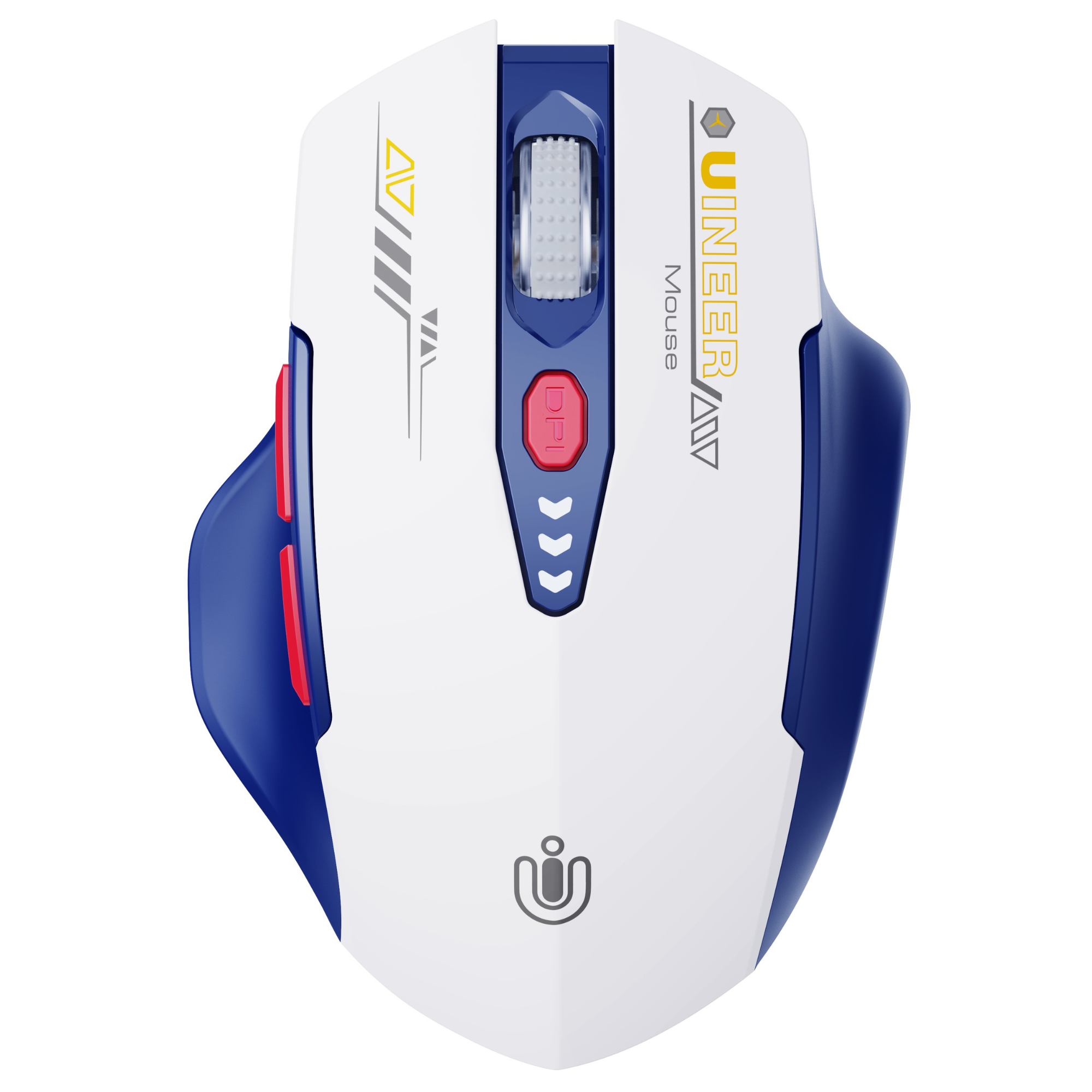 Uineer Bluetooth Mouse,[Upgraded] Multi-Device Wireless mouse,Visible Battery Level,Tri-mode (BT 5.0/4.0+2.4G Hz) Rechargeable Ergonomic mouse, 4 Adjustable DPI,Coldless mouse for Laptop and PC,Bluewhite