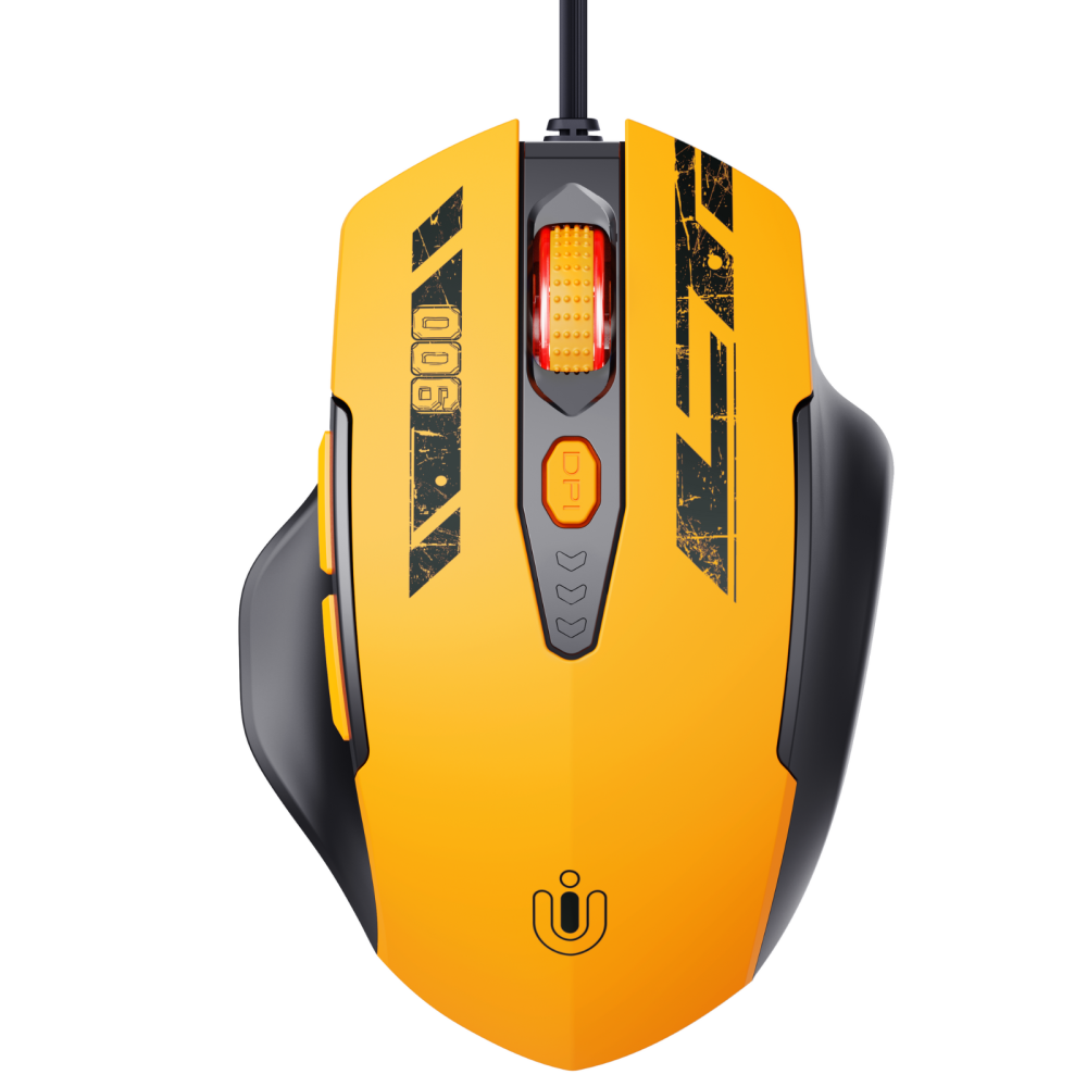 Uineer Wired Mouse, USB Wired Mouse with 6 Buttons Ergonomic Design,1.5M USB Cable Computer Mouse Gaming Mice 7200DPI Optical Mouse for PC Laptop, Yellow