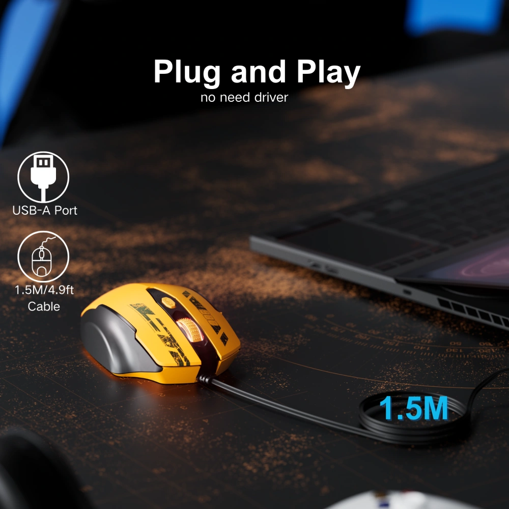 Usb Pin Mouse Uineer Wired Mouse, USB Wired Mouse with 6 Buttons Ergonomic Design,1 ...
