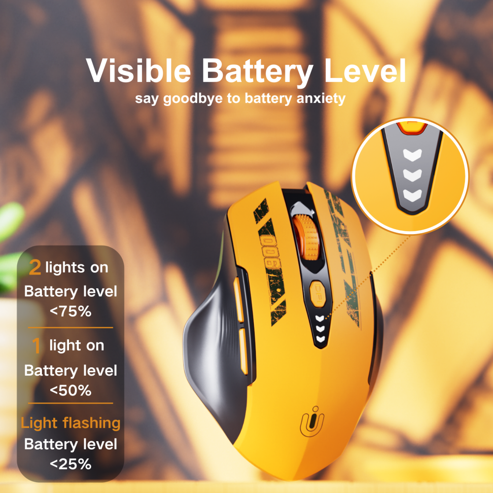 Uineer Bluetooth Mouse,[Upgraded] Multi-Device Wireless mouse,Visible Battery Level,Tri-mode (BT 5.0/4.0+2.4G Hz) Rechargeable Ergonomic mouse, 4 Adjustable DPI,Coldless mouse for Laptop and PC,black