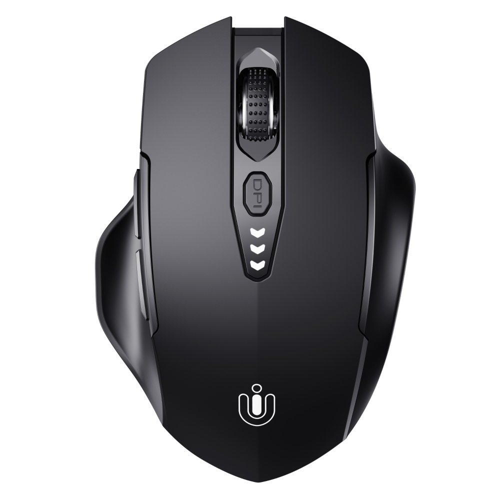 Uineer Bluetooth Mouse,[Upgraded] Multi-Device Wireless mouse,Visible Battery Level,Tri-mode (BT 5.0/4.0+2.4G Hz) Rechargeable Ergonomic mouse, 4 Adjustable DPI,Coldless mouse for Laptop and PC,black