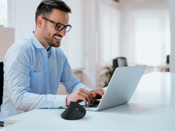 Uineer Ratón ergonómico Vertical inalámbrico 【Comodidad Mejorada】, diseño Ligero y silencioso, Recargable con Bluetooth, iluminación RGB, Ideal para Oficina, Compatible con PC, portátil y Mac