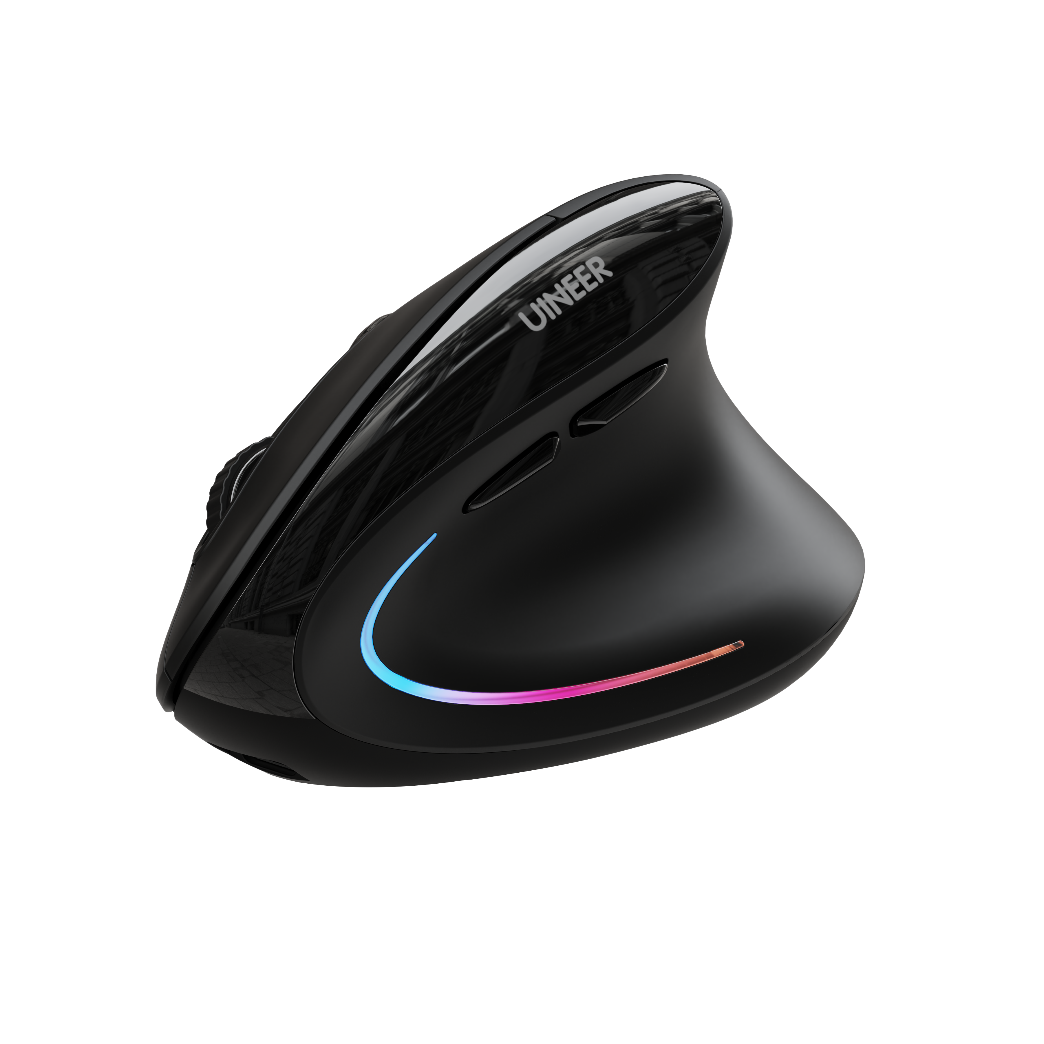 Uineer Ratón ergonómico Vertical inalámbrico 【Comodidad Mejorada】, diseño Ligero y silencioso, Recargable con Bluetooth, iluminación RGB, Ideal para Oficina, Compatible con PC, portátil y Mac