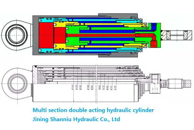 Multi-section hydraulic cylinder