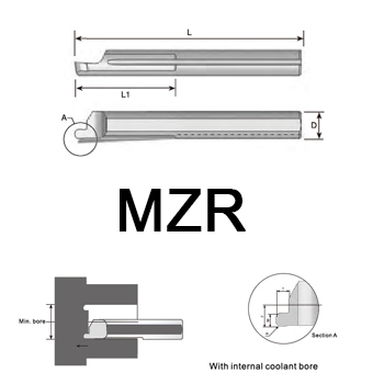 svart tools,Metallo duro nero,Barre MZR scanalatura frontale con canale refrigerante
