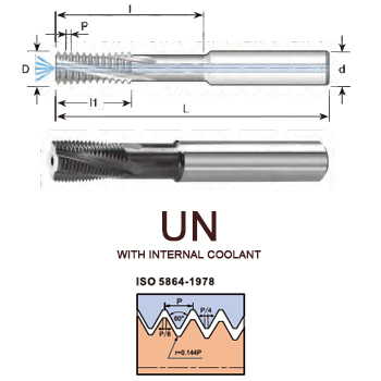 svart tools,Metallo duro nero,Filettatura UN Mill-thread in metallo duro integrale con collo sollevato e foro di raffreddamento interno