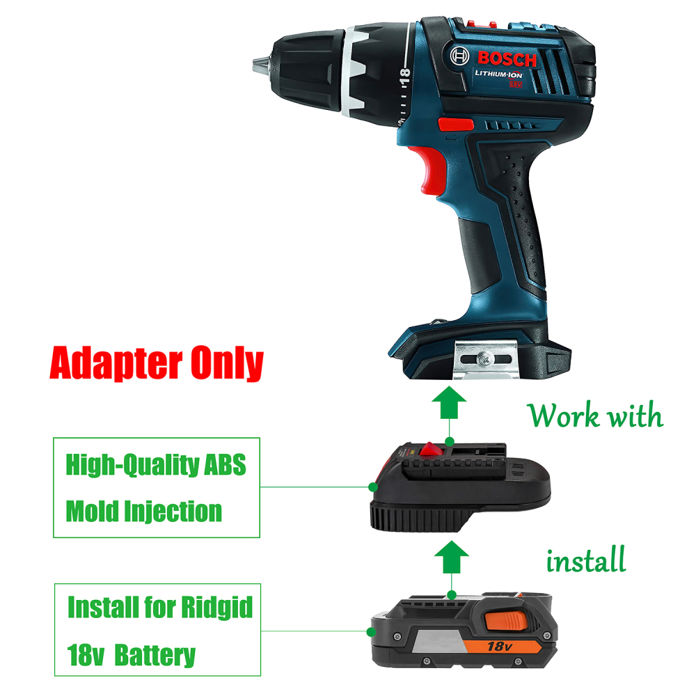 1 Adapter for Ridgid 18V Batteries to Power Bosch 18v Blue Professional Type Tools - No Charging Function, Adapter Only, Battery and Tool Not Included