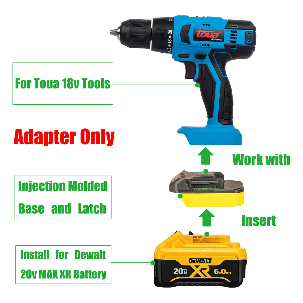 1 Adapter for DeWalt 20v Batteries to Power Toua 18v Tools - No Charging Function, Adapter Only, Battery and Tool Not Included