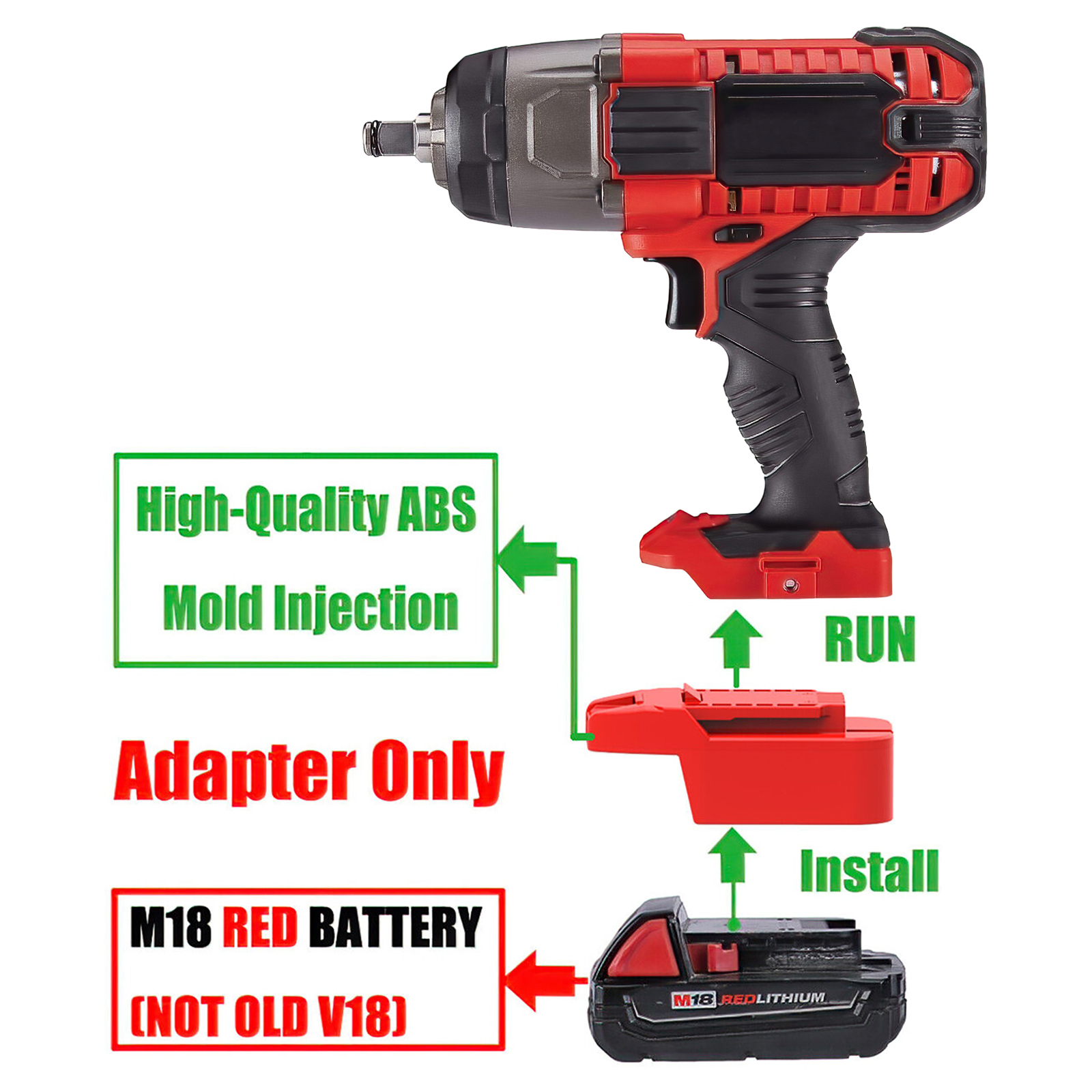1 Adapter for Milwaukee M18 RED Batteries to Power Bauer 20v Tools - No Charging Function, Adapter Only, Battery and Tool Not Included