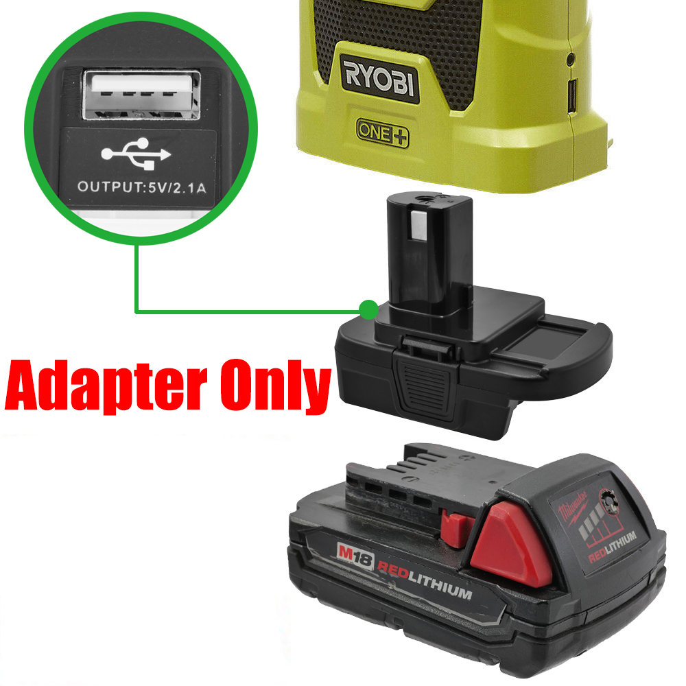 1 Adapter for Milwaukee M18 18v Batteries to Power Ryobi 18v Tools - No Charging Function, Adapter Only, Battery and Tool Not Included