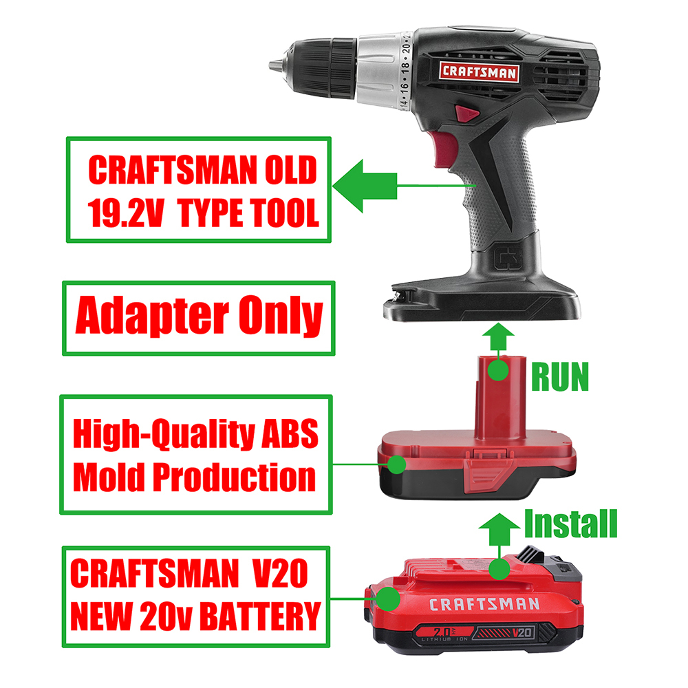 1 Adapter for Craftsman V20 NEW 20v Batteries to Power Craftsman 19.2V Tools - No Charging Function, Adapter Only, Battery and Tool Not Included