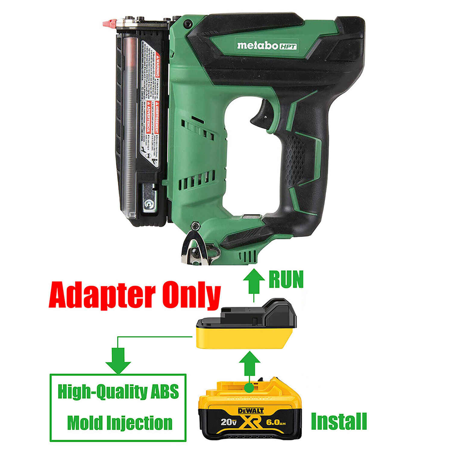 1 Adapter for  Dewalt 20V MAX XR Batteries to Power Metabo HPT 18v Tools - No Charging Function, Adapter Only, Battery and Tool Not Included