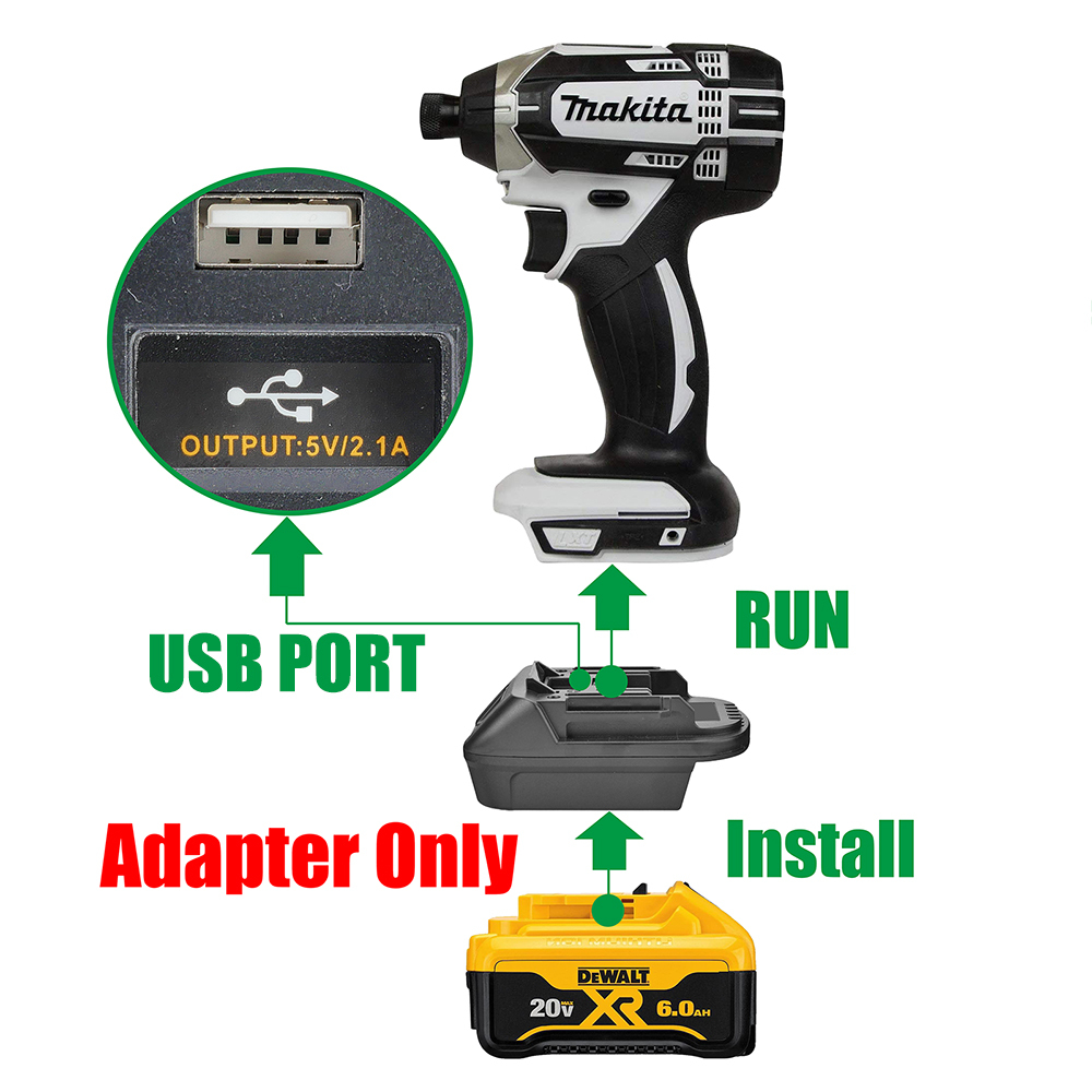 1 Adapter for  Dewalt 20V MAX XR Batteries to Power Makita 18v LXT Tools - No Charging Function, Adapter Only, Battery and Tool Not Included