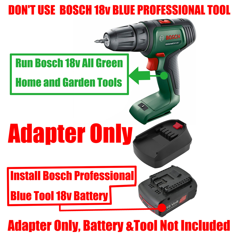 1 Adapter for Bosch 18v Blue Professional Batteries to Power Bosch 18v Green Tools - No Charging Function, Adapter Only, Battery and Tool Not Included