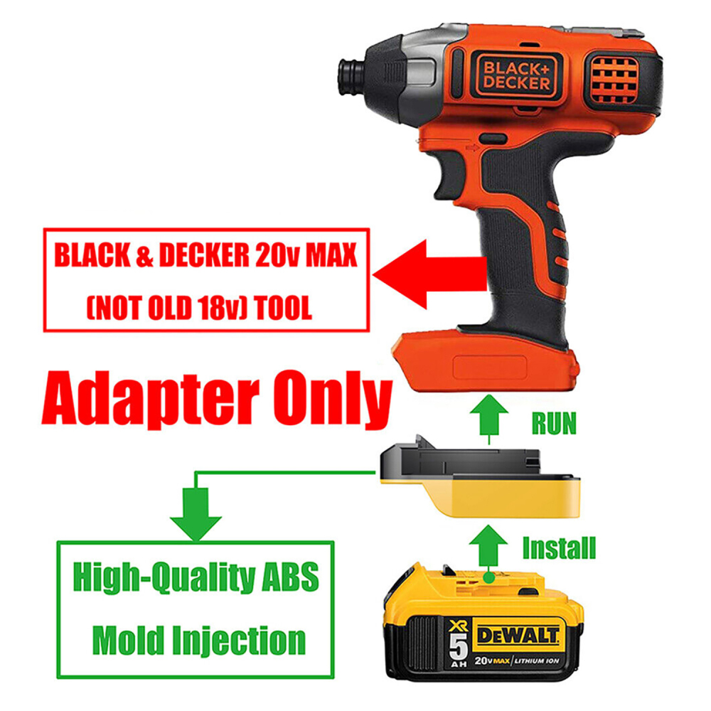 1 Adapter for  Dewalt 20V MAX XR Batteries to Power Black & Decker 20v Tools - No Charging Function, Adapter Only, Battery and Tool Not Included