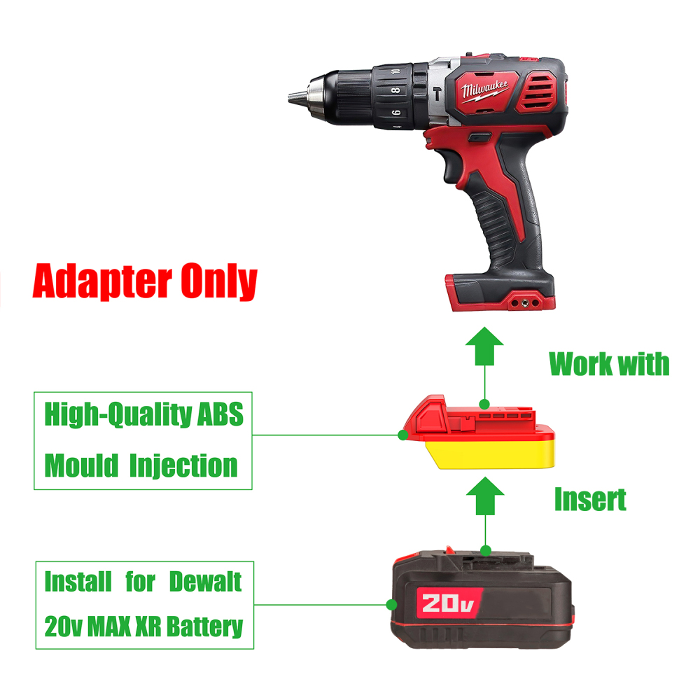 1 Adapter for Bauer 20v Batteries to Power Milwaukee M18 Tools - No Charging Function, Adapter Only, Battery and Tool Not Included