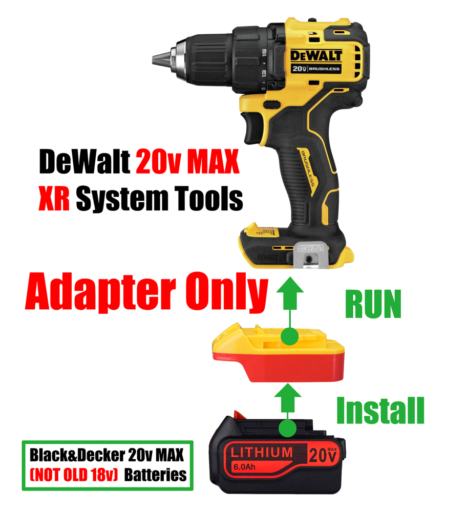 1 Adapter for Black & Decker 20v MAX Batteries to Power To DeWalt 20v MAX Tools - No Charging Function, Adapter Only, Battery and Tool Not Included