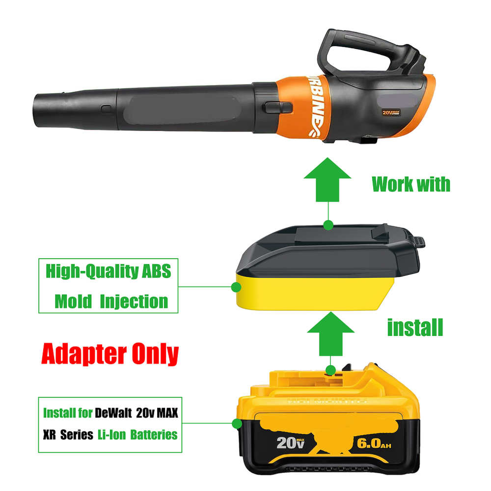 1 Adapter for DeWalt 20v MAX Batteries to Power WORX 20V 6-PIN Tools - No Charging Function, Adapter Only, Battery and Tool Not Included