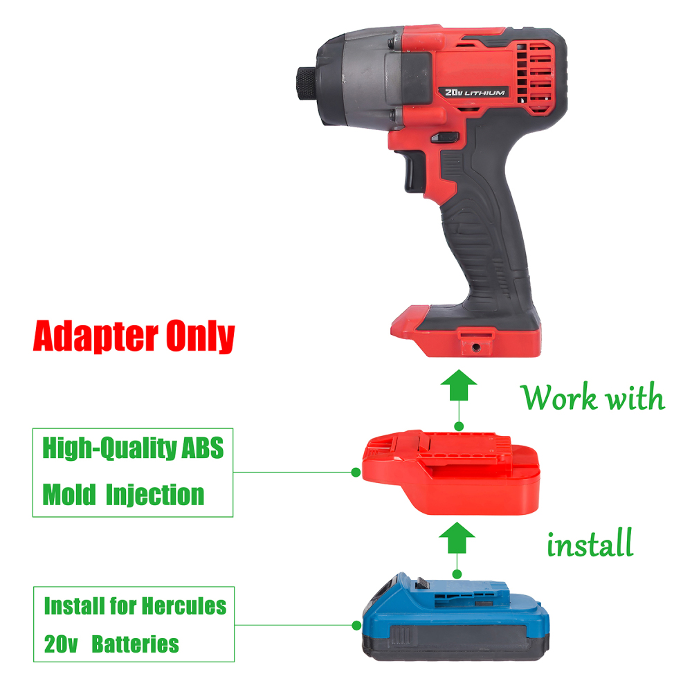 1 Adapter for Hercules 20v Batteries to Power To Bauer 20v Tools - No Charging Function, Adapter Only, Battery and Tool Not Included