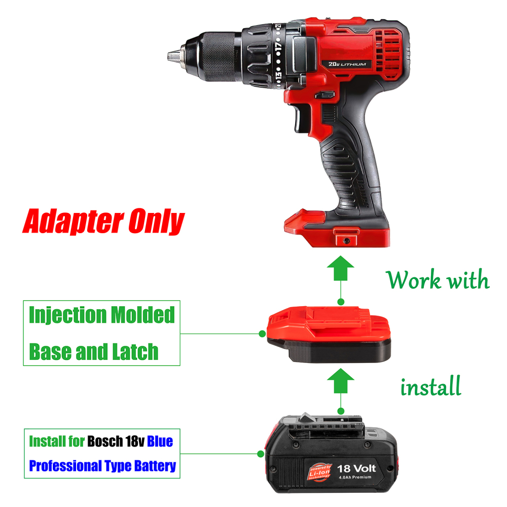 1 Adapter for Bosch 18v Blue Batteries to Power To Bauer 20v Tools - No Charging Function, Adapter Only, Battery and Tool Not Included