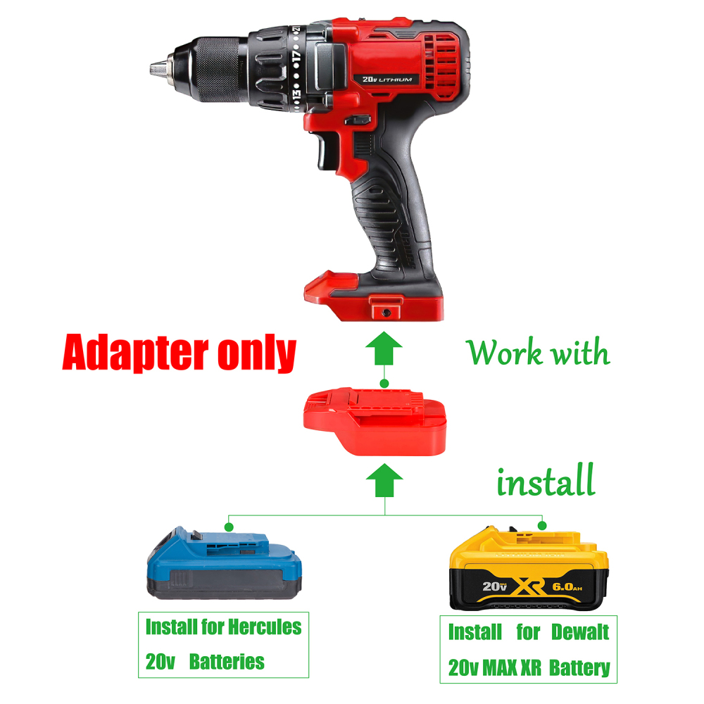 1 Adapter for Hercules 20v or DeWalt 20v XR MAX Batteries to Power To Bauer 20v Tools - No Charging Function, Adapter Only, Battery and Tool Not Included