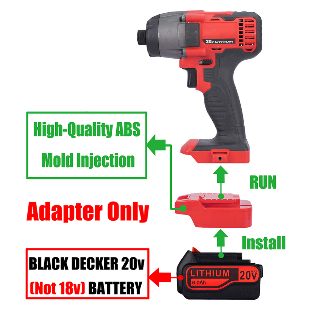 1 Adapter for Black & Decker 20v MAX Batteries to Power To Bauer 20v Tools - No Charging Function, Adapter Only, Battery and Tool Not Included