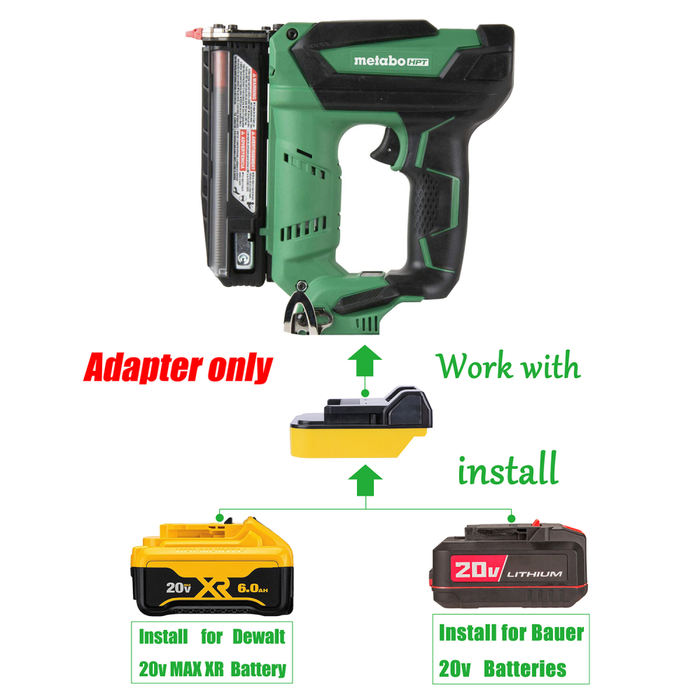 1 Adapter for DeWalt 20v Bauer 20v Batteries to Power Metabo HPT 18v Tools - No Charging Function, Adapter Only, Battery and Tool Not Included
