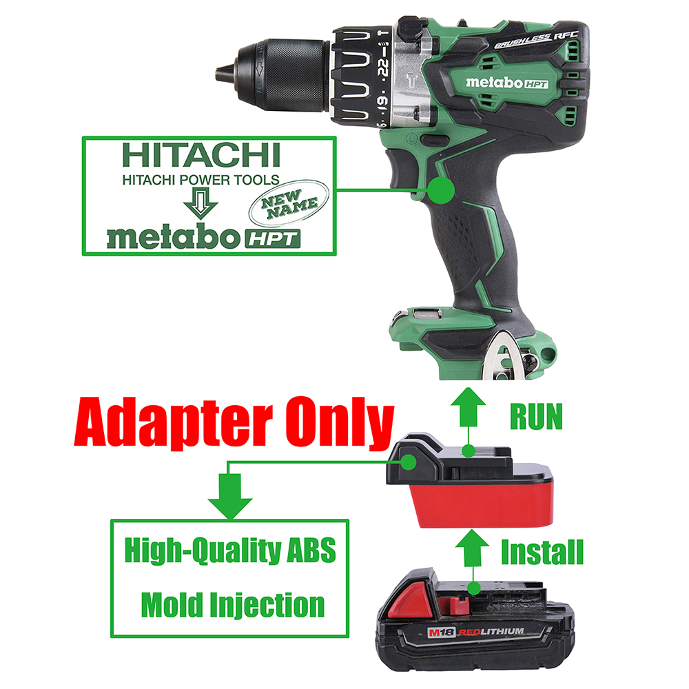 1 Adapter for Milwaukee M18 18v Batteries to Power Metabo HPT 18v Tools - No Charging Function, Adapter Only, Battery and Tool Not Included