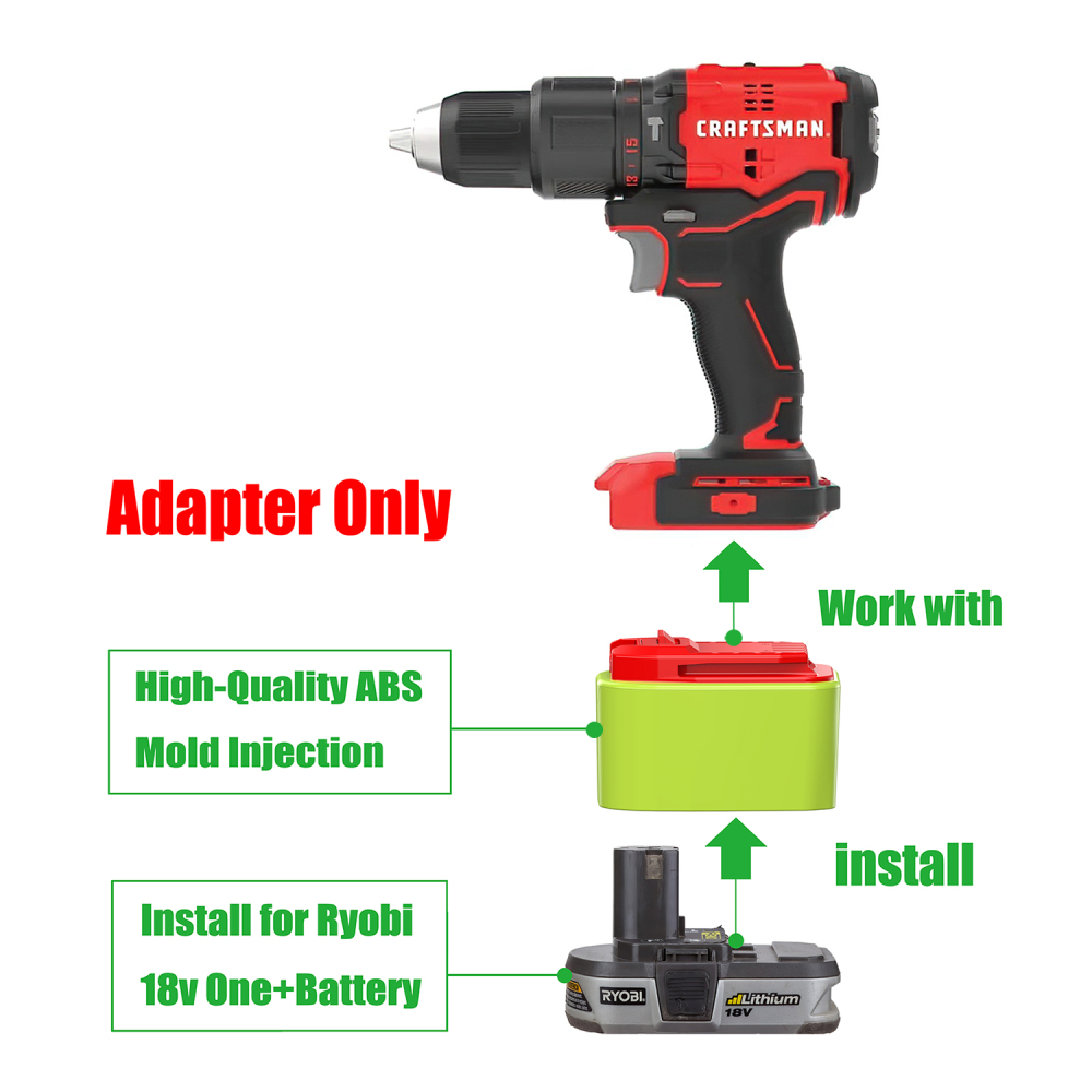 1 Adapter for Ryobi 18v Batteries to Power Craftsman NEW 20v V20 Tools - No Charging Function, Adapter Only, Battery and Tool Not Included