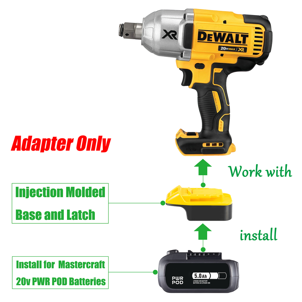 1 Adapter for Mastercraft 20v PWR POD Batteries to Power To DeWalt 20v MAX Tools - No Charging Function, Adapter Only, Battery and Tool Not Included