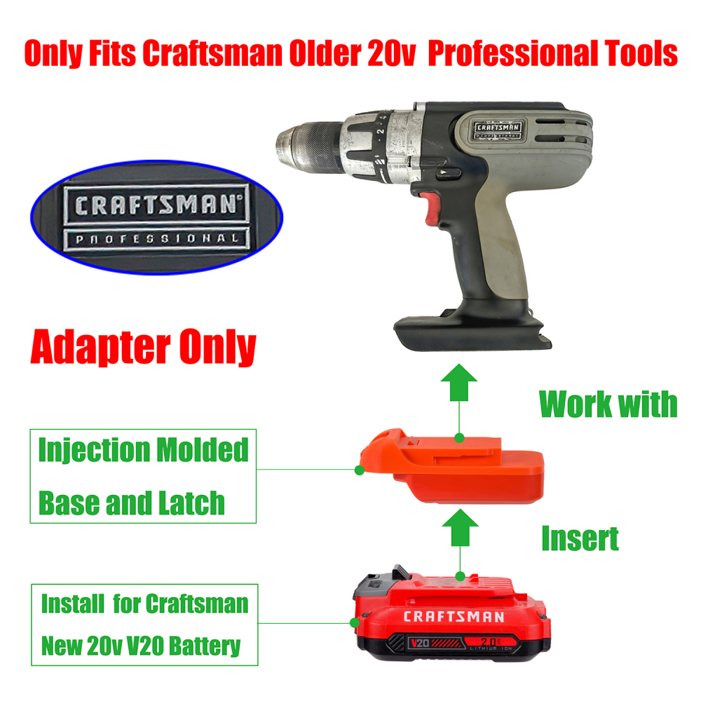 1 Adapter for Craftsman New 20v V20 Batteries to Power Craftsman Old 20v Tools - No Charging Function, Adapter Only, Battery and Tool Not Included
