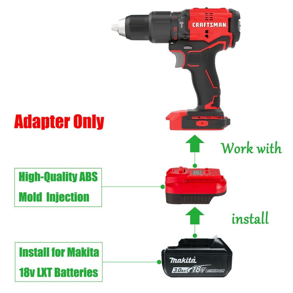 1 Adapter for Makita 18v Batteries to Power Craftsman NEW 20v V20 Tools - No Charging Function, Adapter Only, Battery and Tool Not Included