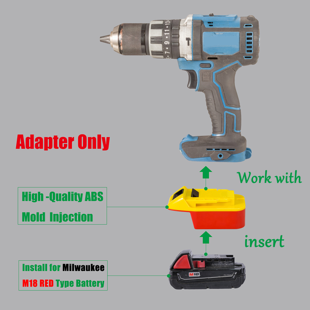 1 Adapter Upgrade for Hercules 20v Tools To Milwaukee M18 RED Batteries /BMS SYS - No Charging Function, Adapter Only, Battery and Tool Not Included