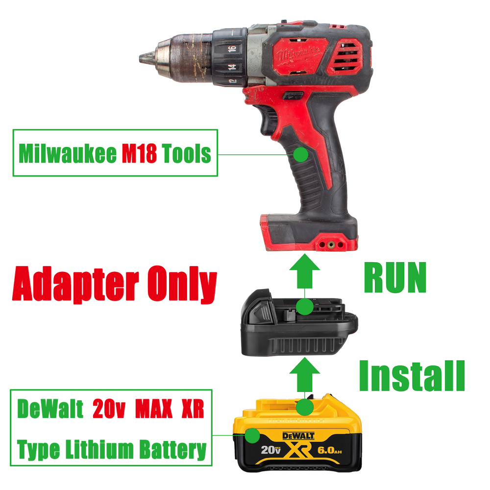 1x Dewalt 20V XR Li-Ion Battery Convert To Milwaukee M18 18V Drill Tools Adapter