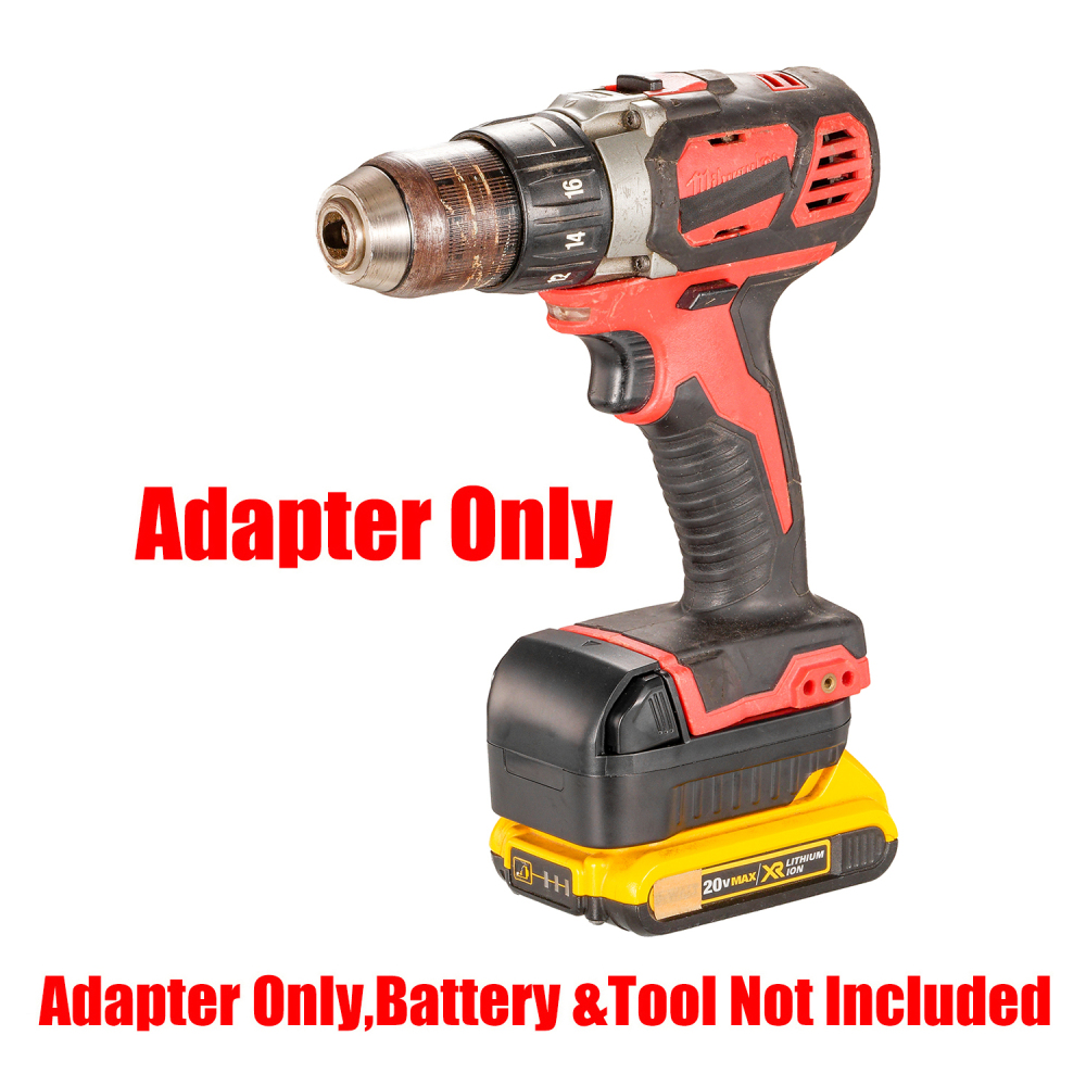 2-IN-1 Adapter Work On Bauer DeWalt 20V Li-Ion Battery For Milwaukee M18/XC Tool - No Charging Function, Adapter Only, Battery and Tool Not Included