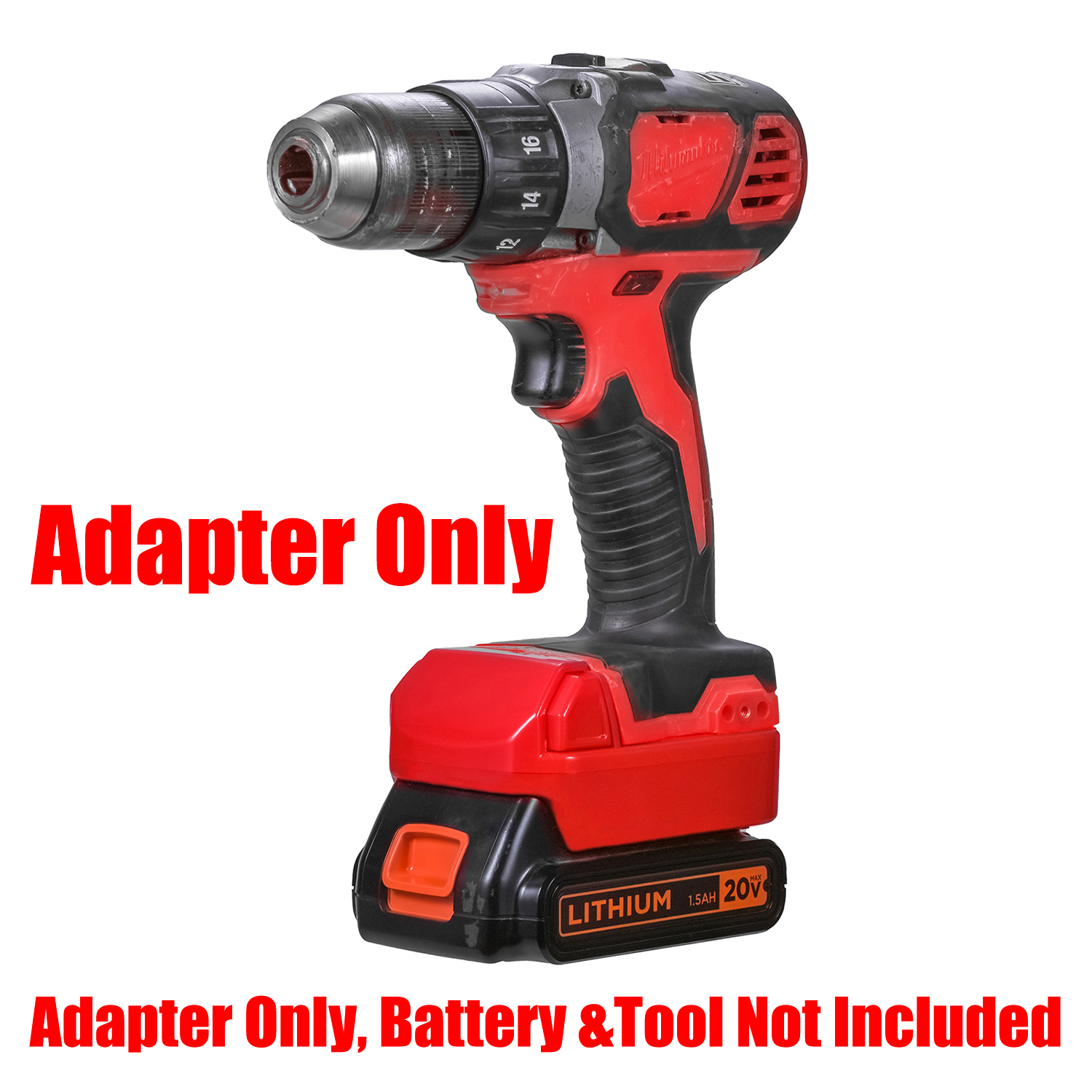 1x Adaptor# Porter Cable/ Black Decker 20v MAX Batteries To Milwaukee M18 Tools - No Charging Function, Adapter Only, Battery and Tool Not Included