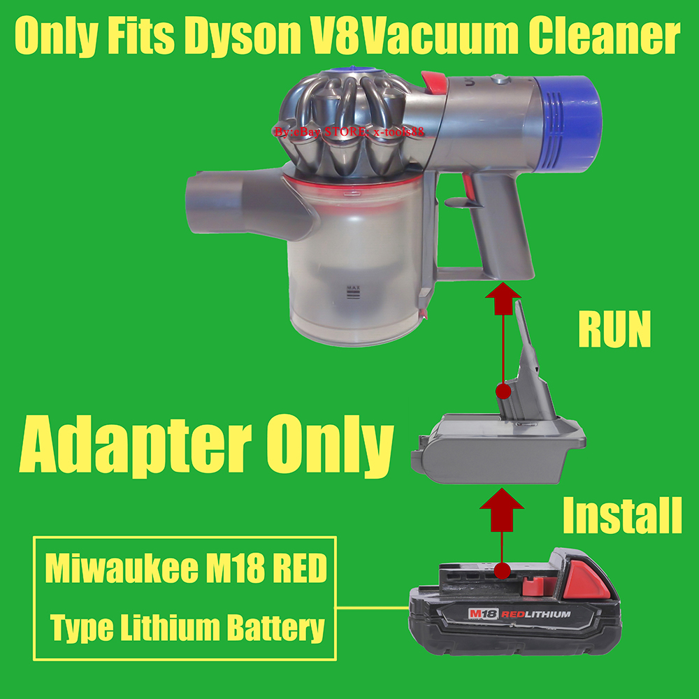 1x Adapter to Fit Milwaukee M18 RED XC Li-Ion Battery for Dyson V8 Cordless Vacuum
