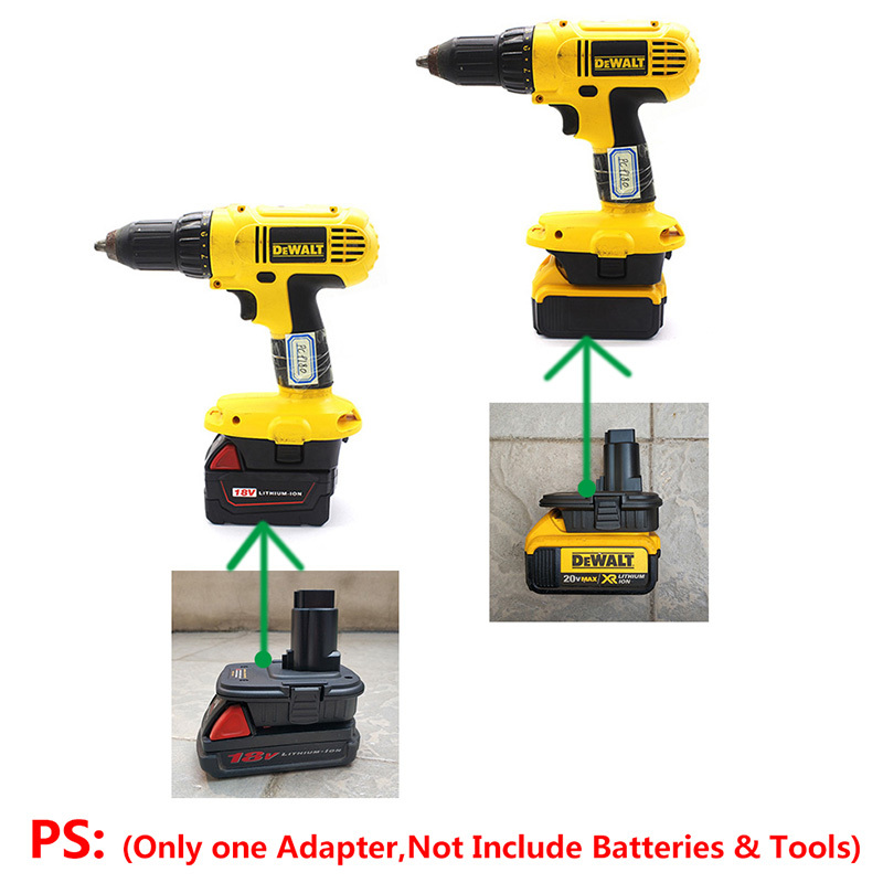1 Adapter for DeWalt DCB200 & Milwaukee M18 Li-Ion Battery to Fit DeWalt 18V Ni-CD Tools - Manually Modified for Compact Connection Version