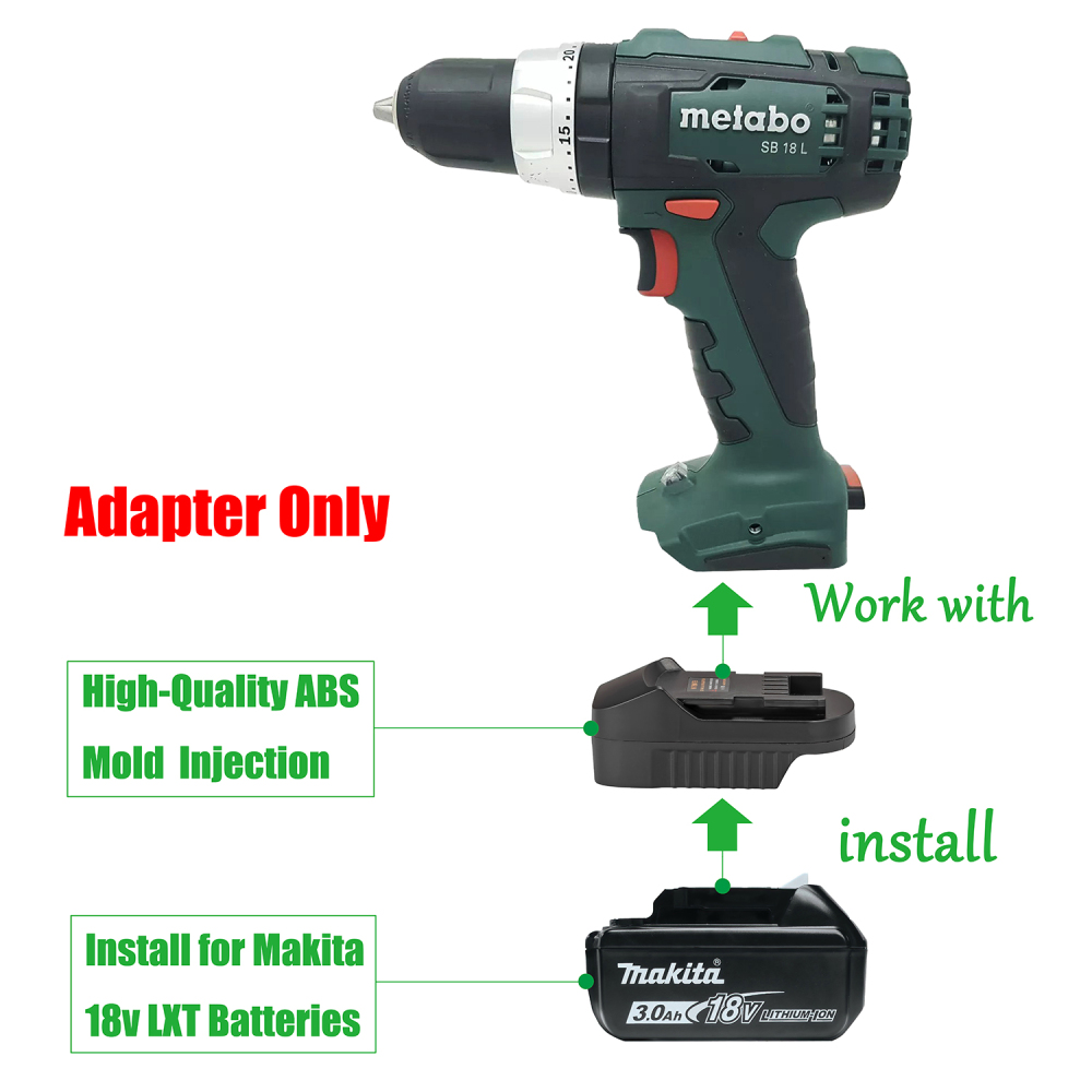 1x Adapter Convert for Metabo 18V HPT Cordless Tool To Makita 18V Li-Ion Battery