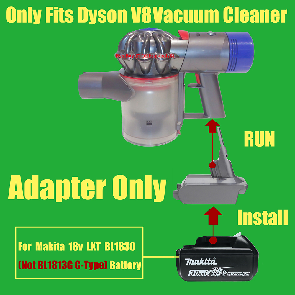 1x Adapter Fits Makita 18v LXT BL1830 Slider Li-Ion Batteries To Dyson V8 Vacuum