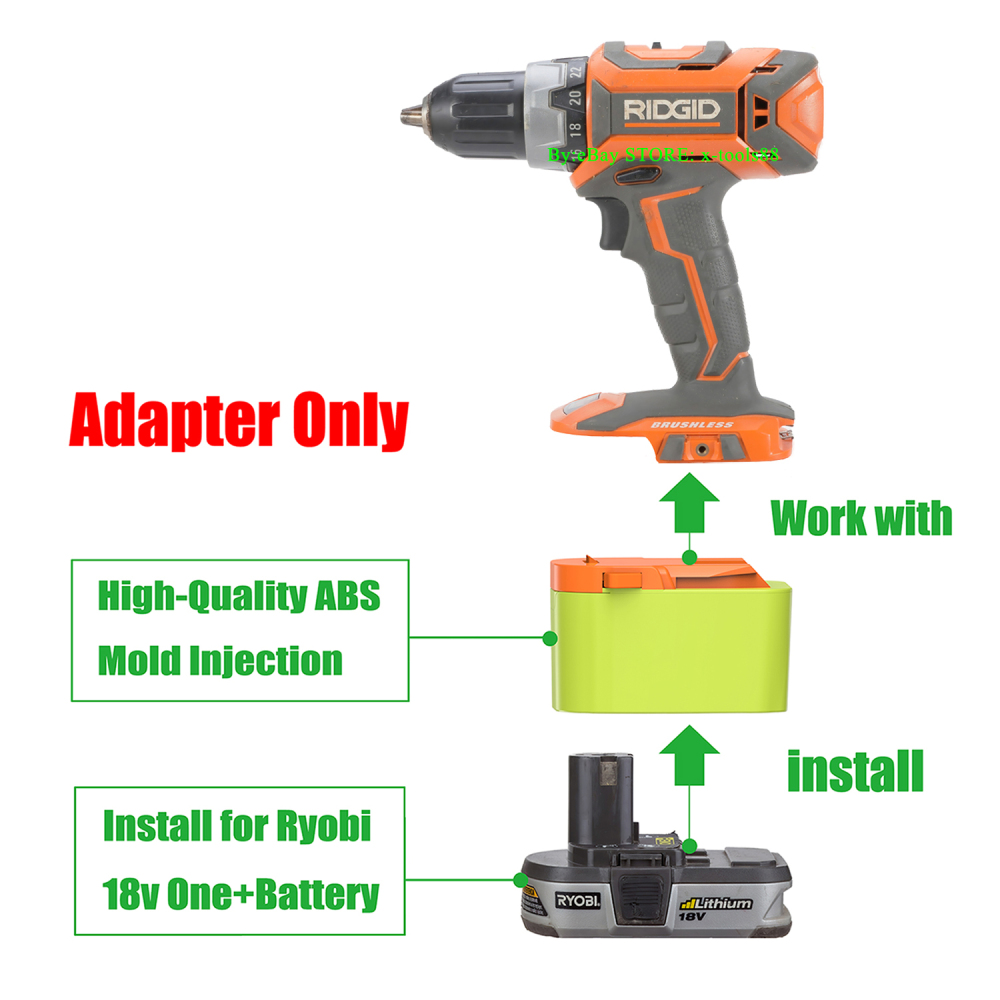 1x Adapter Convert Ridgid 18v Cordless Tools To Ryobi 18v One+ Li-lon Battery