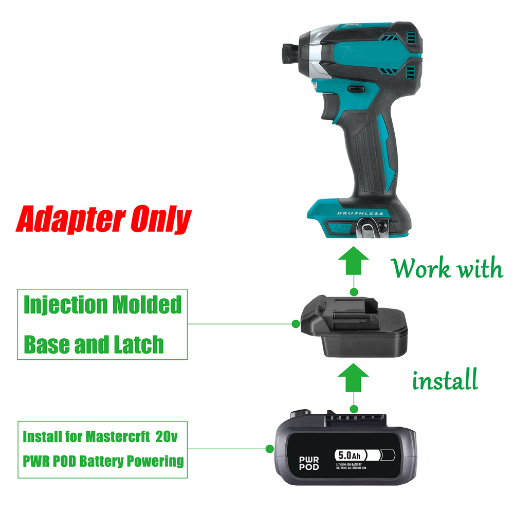 1x Adapter Convert Makita 18v Tools To Mastercraft 20v PWR POD Batteries
