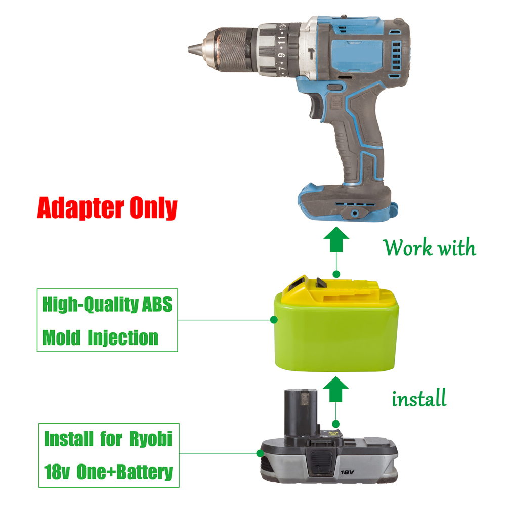 1x Adapter for Hercules 20v Tools To for Ryobi 18v Batteries w/ BMS Protection
